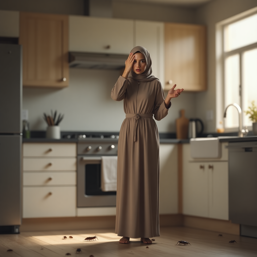 أنثى تتعرض لهجوم حشرات داخل المنزل – مثال لحاجة ضرورية إلى شركة رش حشرات محترفة بالكويت