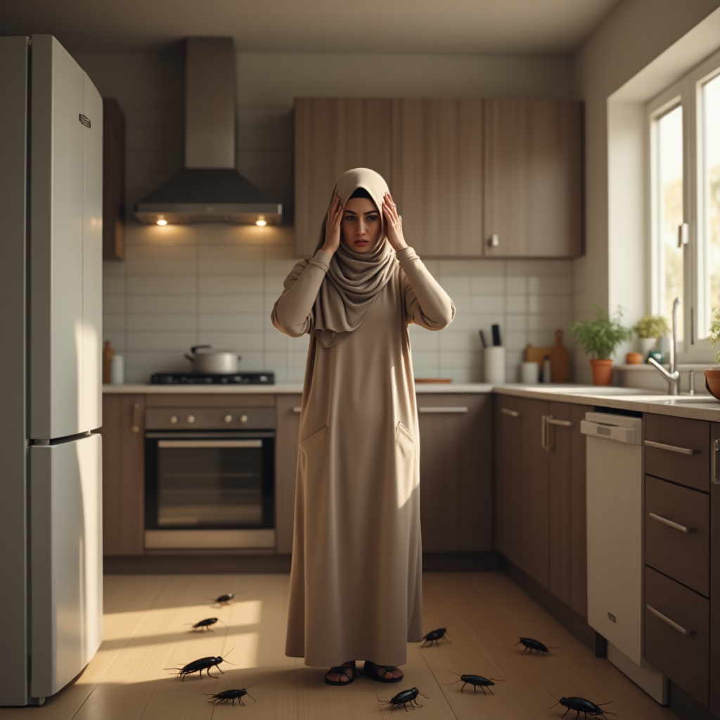 أنثى تتعرض لهجوم حشرات داخل المنزل – مثال لحاجة ضرورية إلى شركة رش حشرات محترفة بالكويت